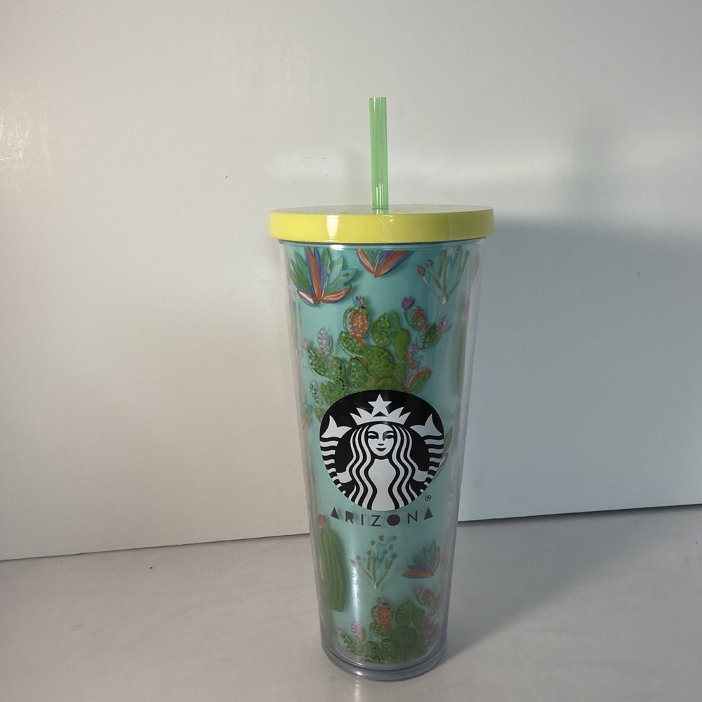 Starbucks Arizona Cactus Desert Flowers Acrylic Cold Cup Tumbler Venti 24 oz